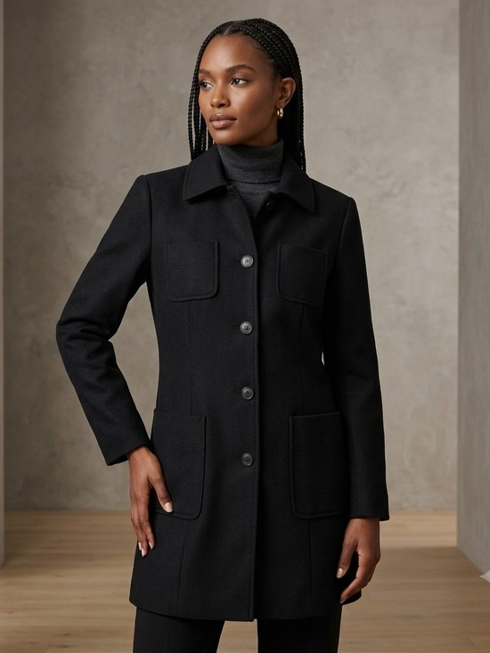 Express Jackets & Blazers - Express Black Wool Button-Up Pea Coat